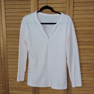 No Brand Name Blush Pink Waffle Knit Long Sleeve Layering Henley Top Size Medium